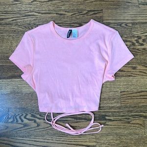 H&M Baby pink warp around crop t
